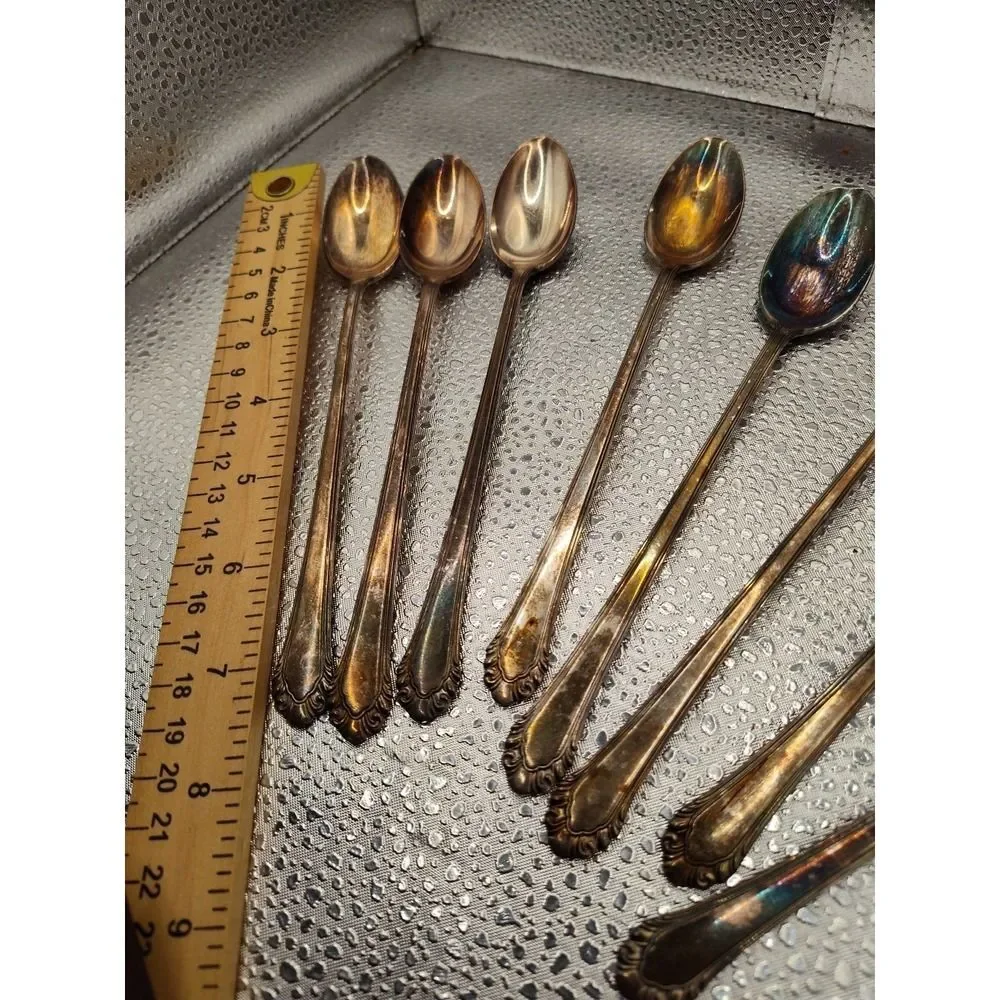 Gorham Cavalier 1937 Set of 8 Iced Tea Spoons 7 1/2 Silver Plate Flatware